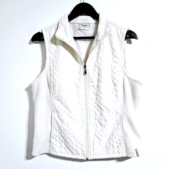 Columbia Medium Cream Lined SportSwear Quilted Zip-up Casual Vest - Picture 1 of 12